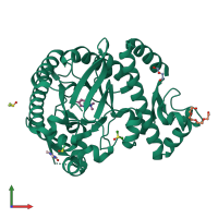 PDB entry 5sw3 coloured by chain, front view.