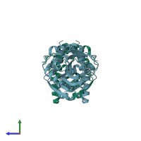 PDB entry 5swn coloured by chain, side view.