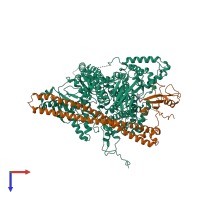 PDB entry 5swo coloured by chain, top view.