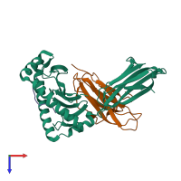 PDB entry 5swq coloured by chain, top view.