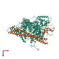 PDB entry 5swr coloured by chain, top view.