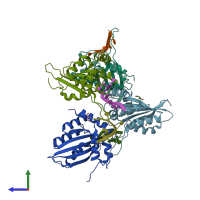 PDB entry 5sww coloured by chain, side view.