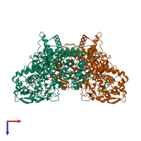 PDB entry 5sx0 coloured by chain, top view.