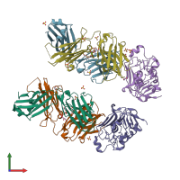 PDB entry 5sx5 coloured by chain, front view.