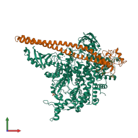 PDB entry 5sx9 coloured by chain, front view.