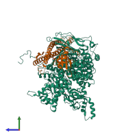 PDB entry 5sxd coloured by chain, side view.