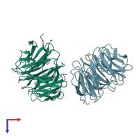 PDB entry 5sxm coloured by chain, top view.