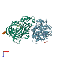 PDB entry 5sxn coloured by chain, top view.