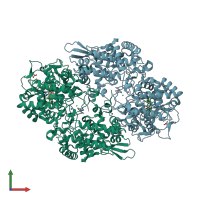 PDB entry 5sxq coloured by chain, front view.