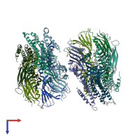 PDB entry 5sxu coloured by chain, top view.