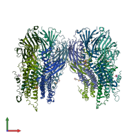 PDB entry 5sxv coloured by chain, front view.
