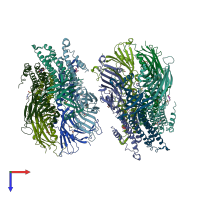PDB entry 5sxv coloured by chain, top view.