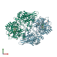 PDB entry 5sxw coloured by chain, front view.