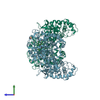 PDB entry 5sxw coloured by chain, side view.