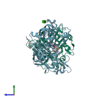 PDB entry 5sy2 coloured by chain, side view.