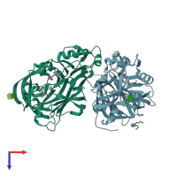 PDB entry 5sy2 coloured by chain, top view.