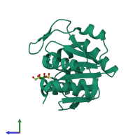 PDB entry 5sya coloured by chain, side view.