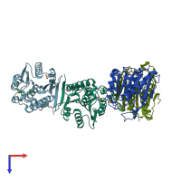 PDB entry 5syn coloured by chain, top view.