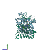 PDB entry 5sys coloured by chain, side view.