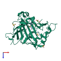 PDB entry 5sz1 coloured by chain, top view.