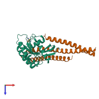 PDB entry 5szi coloured by chain, top view.