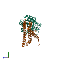 PDB entry 5szj coloured by chain, side view.