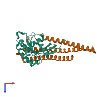 PDB entry 5szj coloured by chain, top view.