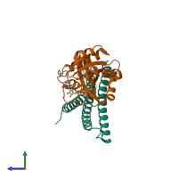 PDB entry 5szk coloured by chain, side view.