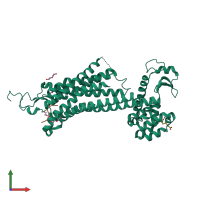 PDB entry 5t04 coloured by chain, front view.