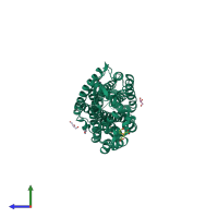 PDB entry 5t04 coloured by chain, side view.