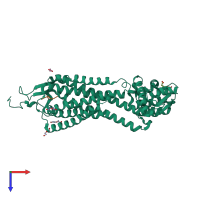 PDB entry 5t04 coloured by chain, top view.