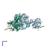 PDB entry 5t05 coloured by chain, top view.