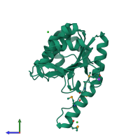 PDB entry 5t09 coloured by chain, side view.