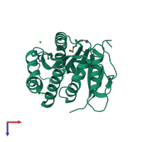 PDB entry 5t09 coloured by chain, top view.