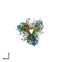 PDB entry 5t0b coloured by chain, side view.