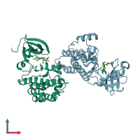PDB entry 5t0p coloured by chain, front view.