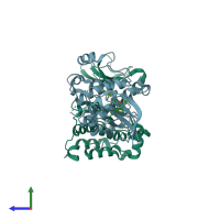 PDB entry 5t0p coloured by chain, side view.