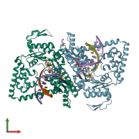 PDB entry 5t14 coloured by chain, front view.