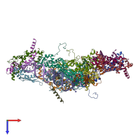 PDB entry 5t16 coloured by chain, top view.