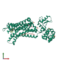 PDB entry 5t1a coloured by chain, front view.