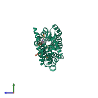 PDB entry 5t1a coloured by chain, side view.