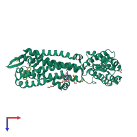 PDB entry 5t1a coloured by chain, top view.