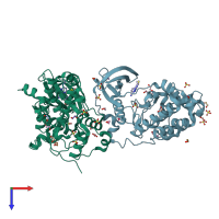 PDB entry 5t1h coloured by chain, top view.