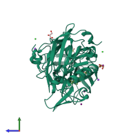 PDB entry 5t1w coloured by chain, side view.