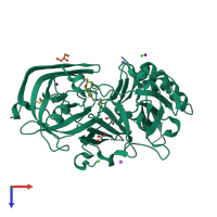 PDB entry 5t1w coloured by chain, top view.