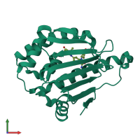 PDB entry 5t21 coloured by chain, front view.