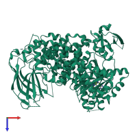 PDB entry 5t23 coloured by chain, top view.