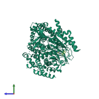 PDB entry 5t2b coloured by chain, side view.