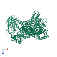 PDB entry 5t2b coloured by chain, top view.