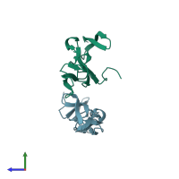 PDB entry 5t2r coloured by chain, side view.